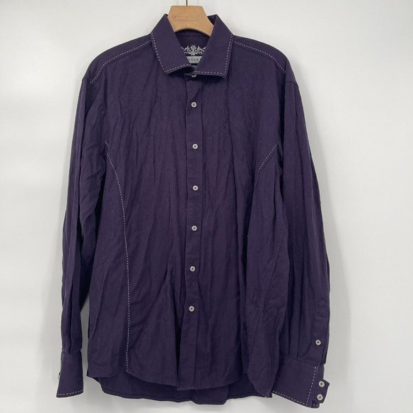 Zagiri Shirt Size XL Purple Textured Button Up Flip Cuff Casual Button Up - Picture 2 of 8